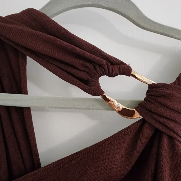 Zara esspreso brownElegant Burgundy One-Shoulder Dress - Picture 2 of 2